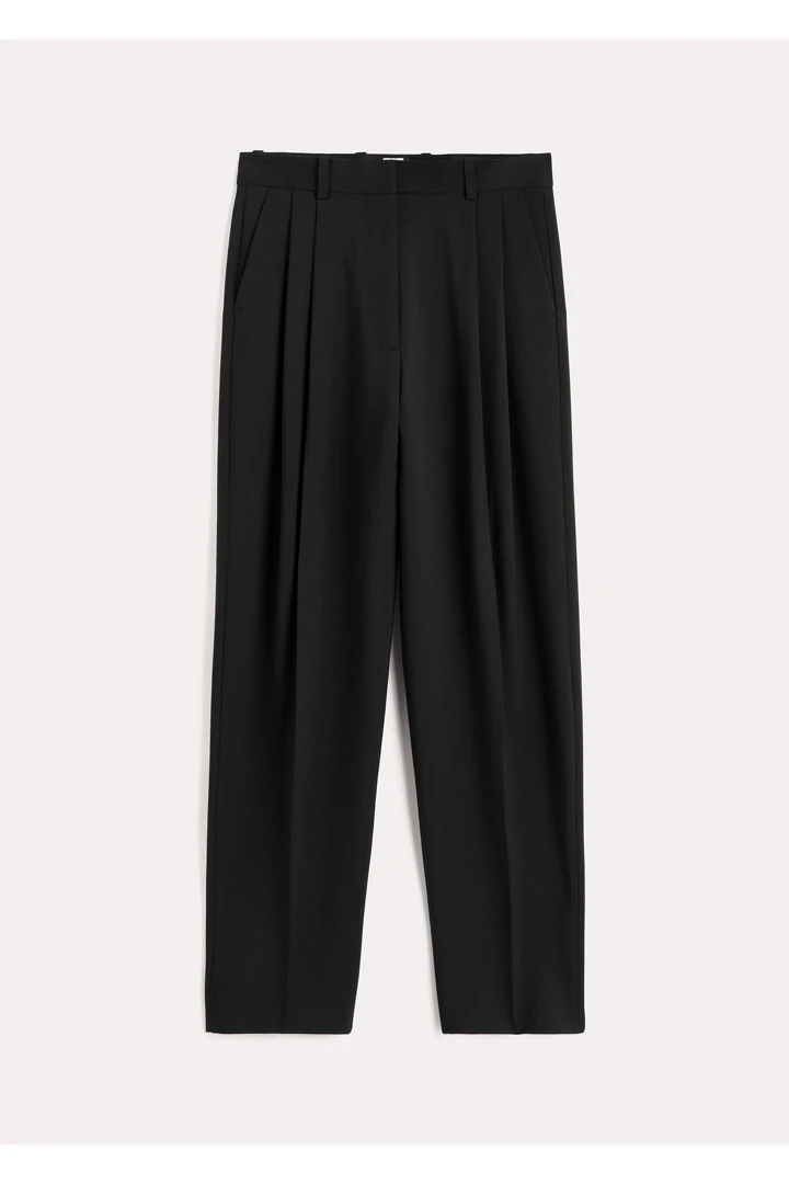 더블 플리트 테일러드 트라우저 블랙