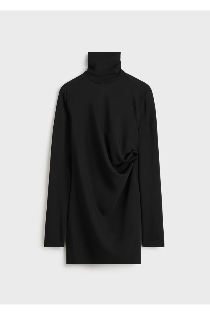 하이넥 트위스트 블라우스 블랙