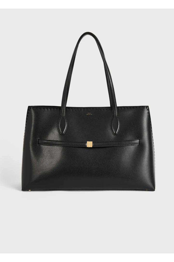 엠브로이더드 레더 라운지 토트 백 블랙