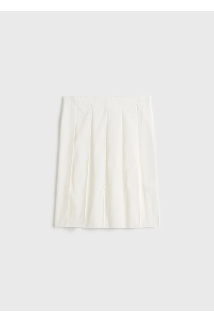TOTEME 비디드 플리트 스커트 화이트의 화이트컬러 4번쨰 이미지입니다.