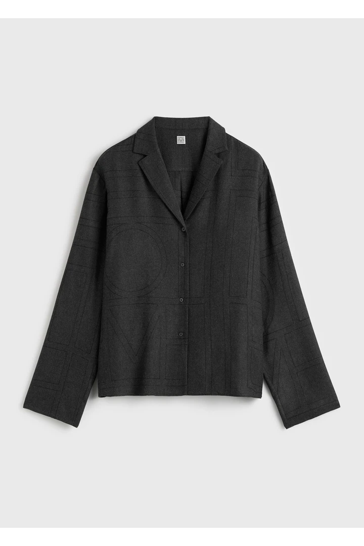 TOTEME default image 14 of 그레이 in 모노그램 플란넬 파자마 탑 차콜