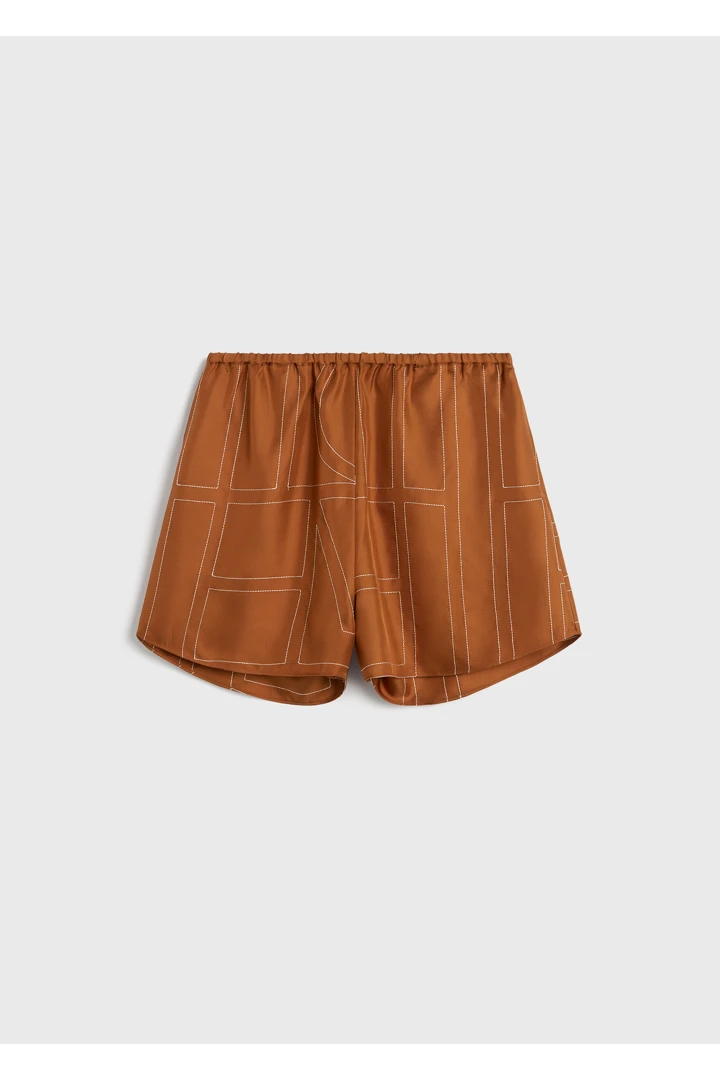 TOTEME default image 20 of 레드 in 모노그램 실크 PJ 쇼츠 테라코타