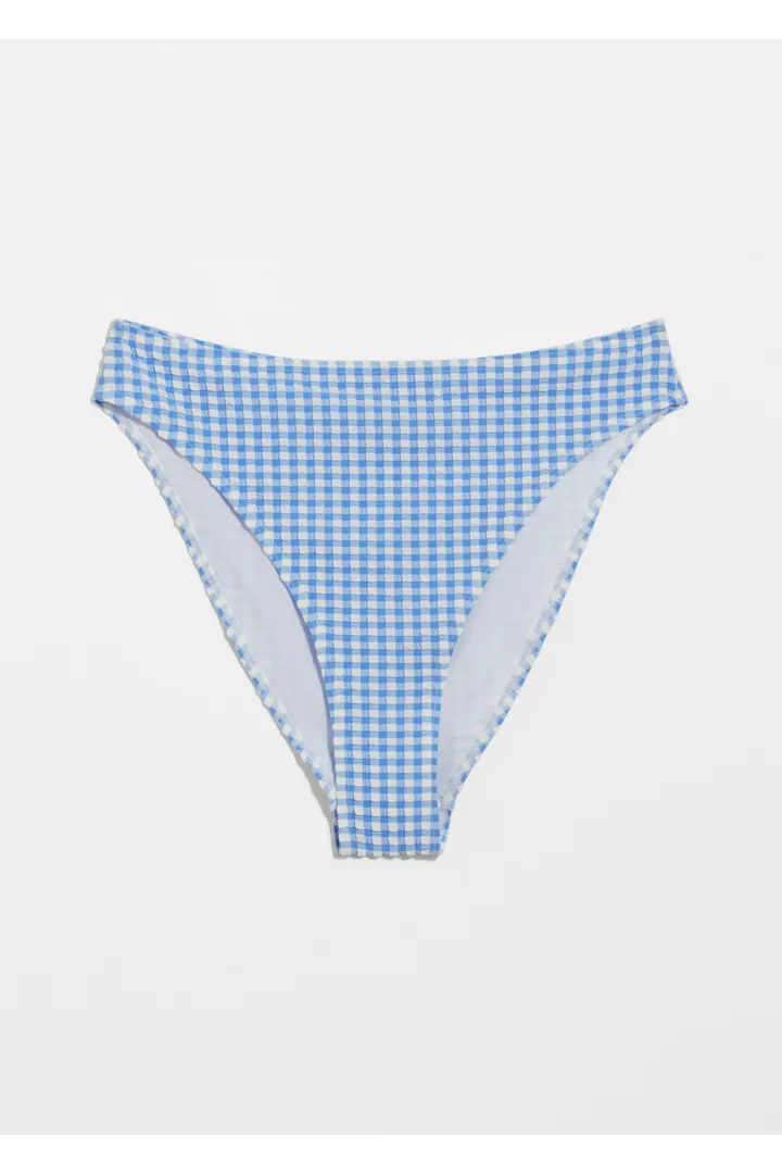 앤아더스토리즈 하이 컷 비키니 브리프의 블루-화이트 체크컬러 Product입니다.
