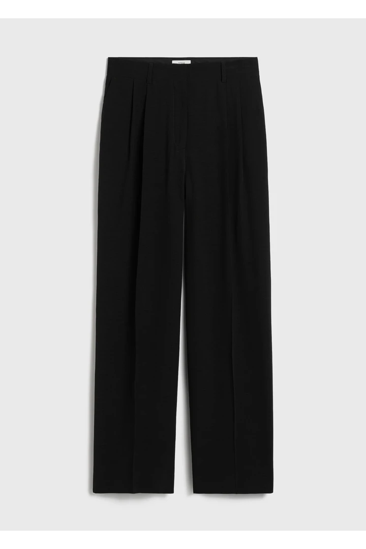 더블-플리츠 스트레이트 트라우저 블랙