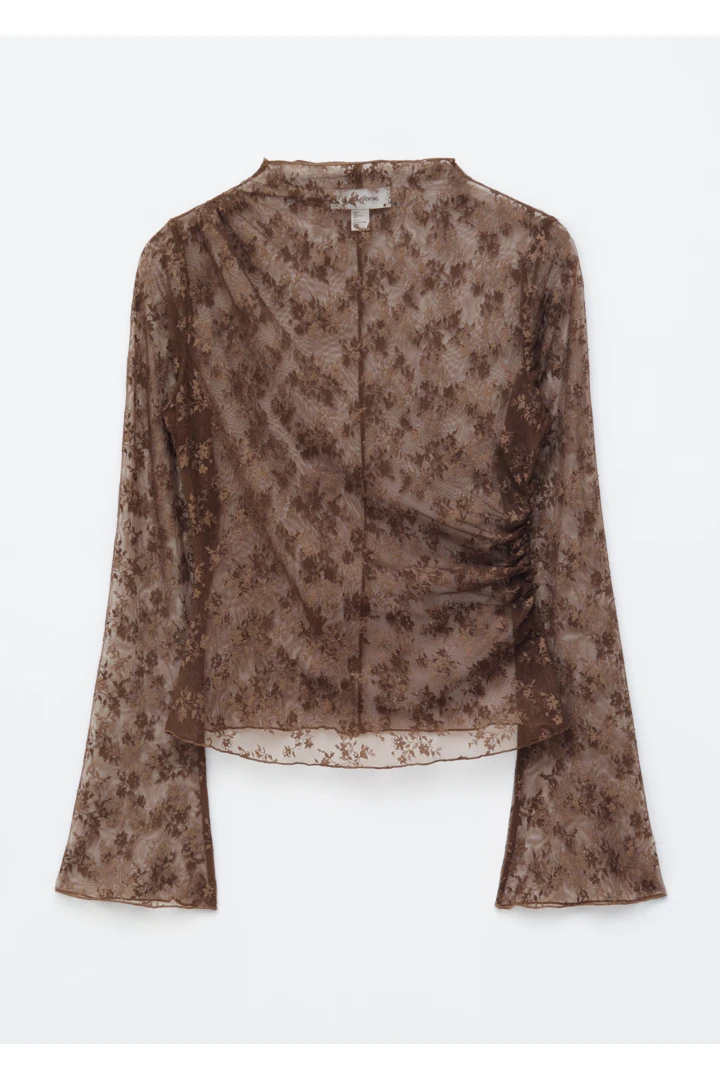 앤아더스토리즈 롱 슬리브 레이스 탑 의 다크 브라운컬러 Product입니다.