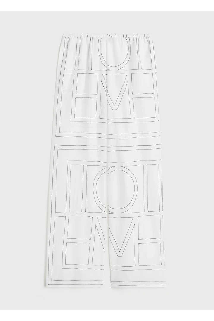 TOTEME default image 8 of 블랙 in 모노그램 코튼 PJ 바텀즈 화이트/블랙