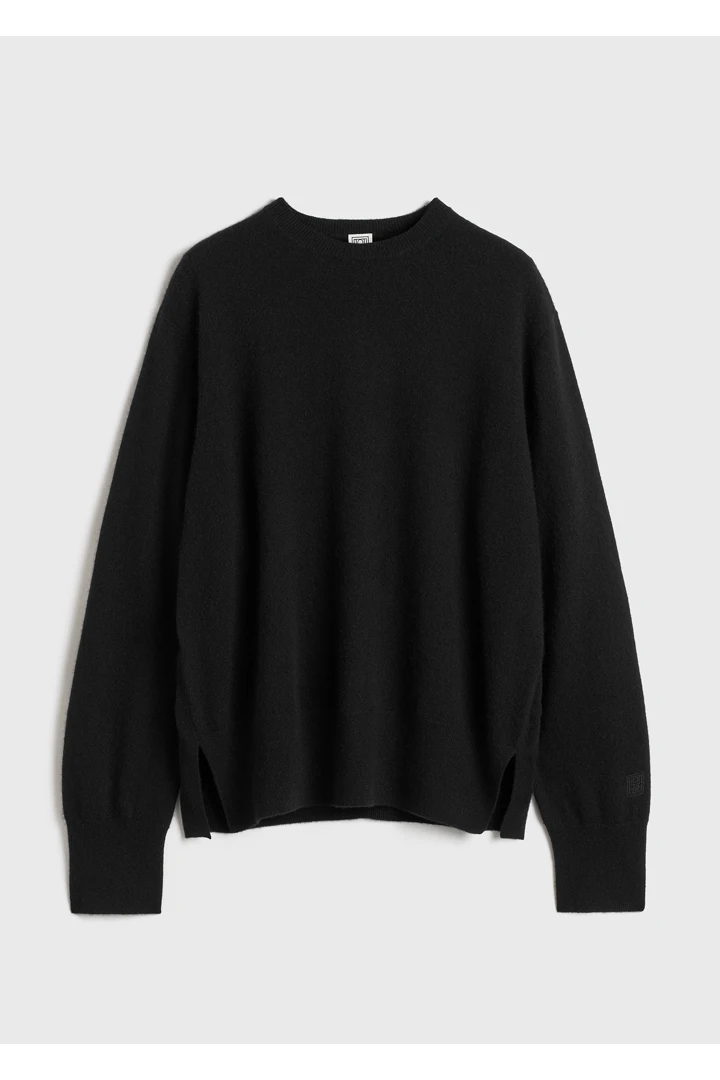 크루-넥 캐시미어 니트 블랙