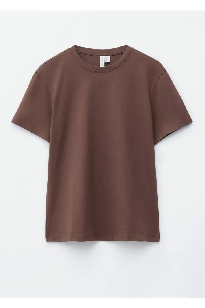 &OS image 27 of 브라운 in 코튼 크루 넥 티셔츠
