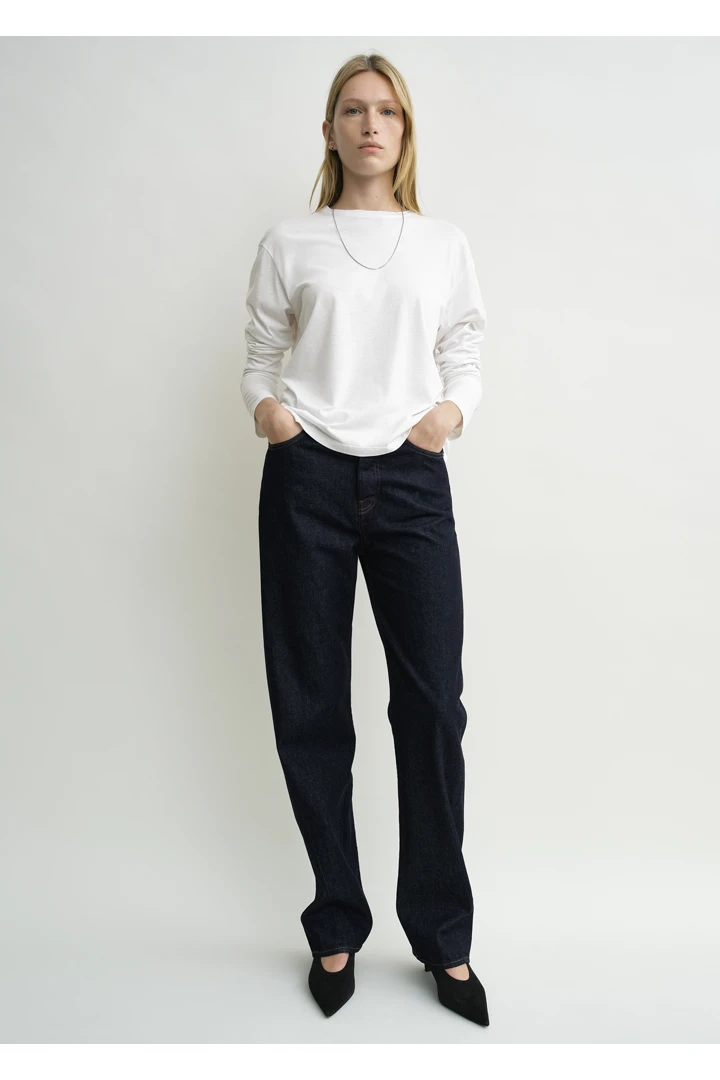 TOTEME default image 1 of 린스드 블루 in 트위스티드 심 데님 풀 렝스 린스드 블루