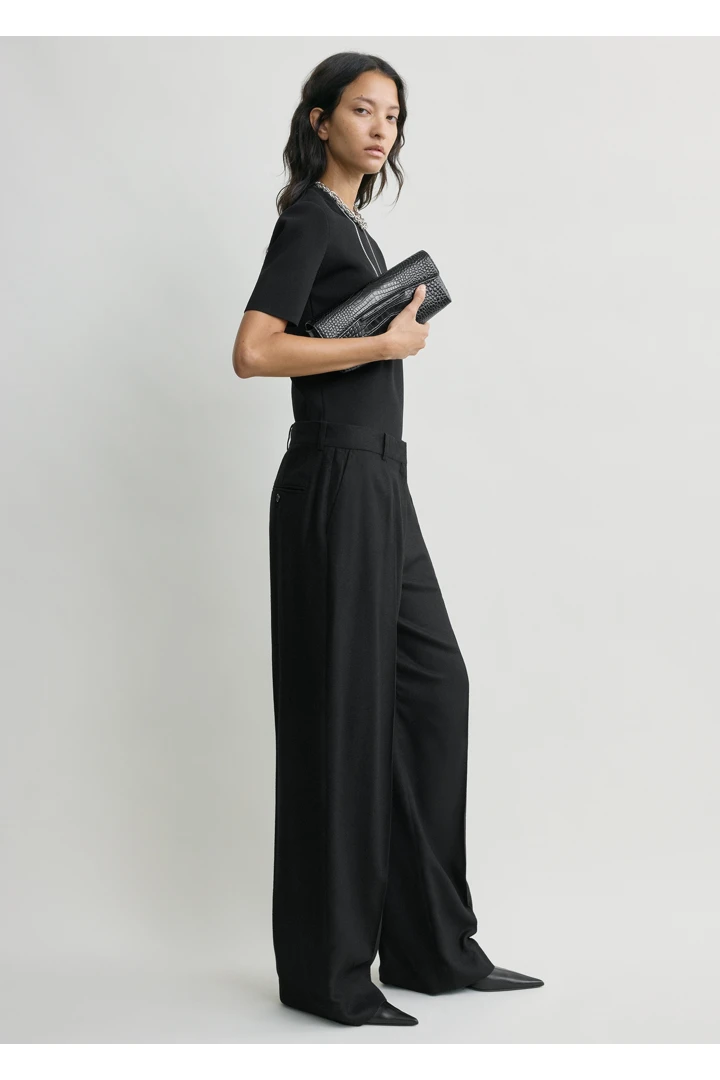 TOTEME default image 15 of 블랙 in 와이드 플란넬 트라우저 블랙