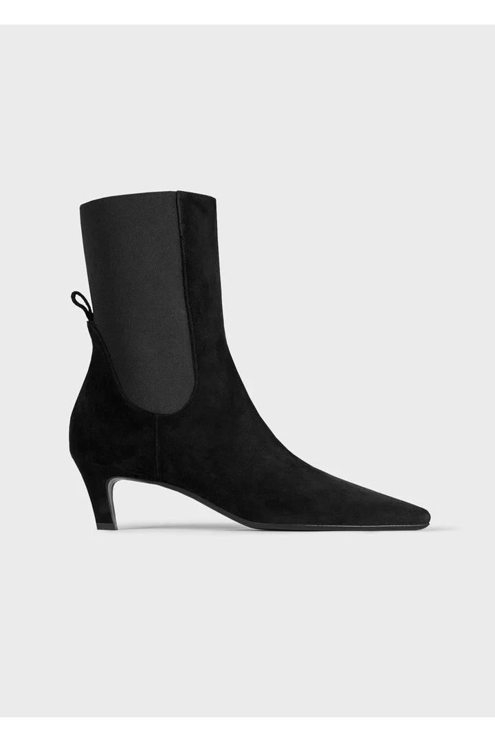 더 미드 힐 부츠 블랙 스웨이드