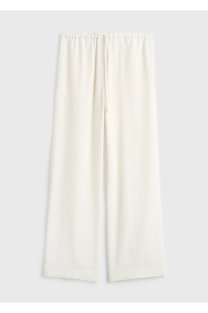 TOTEME default image 22 of 크림 in 우븐 스트라이프 드로스트링 트라우저 머랭