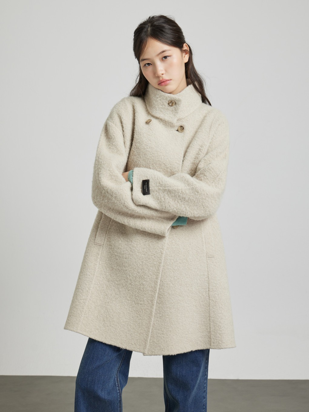 알파카 블렌드 하이넥 더블버튼 코트_C264MSG162 상품 이미지
