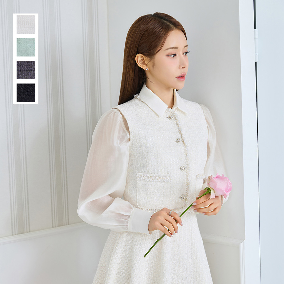 살롱드서울 [현대백화점] [KB국민카드, H.Point PayKB국민카드6%할인~10/04]크리스틴 트위드 베스트 [Ivory/Mint/Charcoal/Black] +할인쿠폰