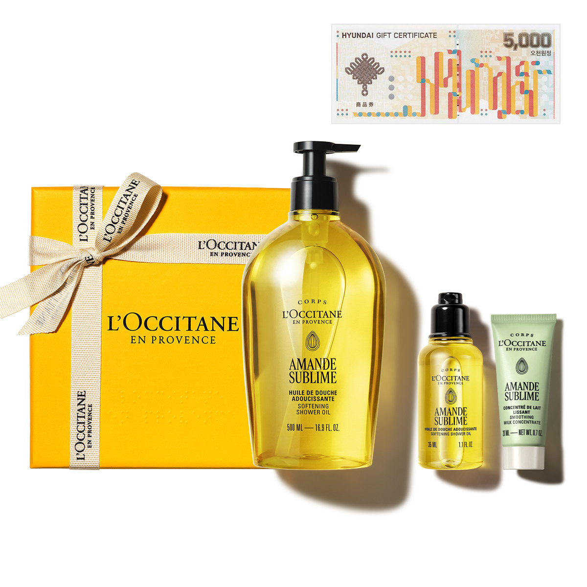 [현대백화점] [5천원 상품권(G)][기프트] 아몬드 소프트닝 샤워 오일 500ml 세트(아망드 쉬블리므)(+디럭스 2종) +할인쿠폰