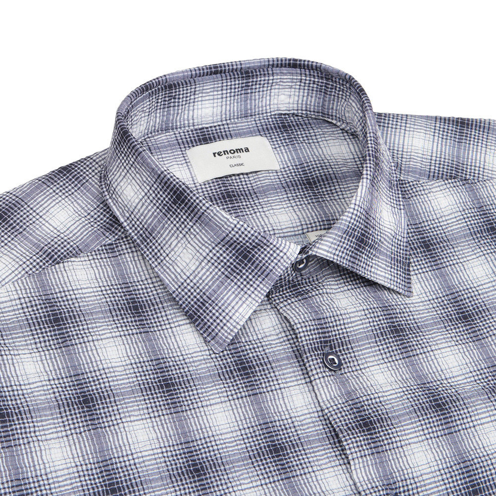 레노마 와이셔츠 [현대백화점] [우리카드7%할인~04/12]RQSSG1-035BU 다림질 필요없는 옴브레 시어서커 체크 봄 여름 긴소매 밑단일자남방 +할인쿠폰