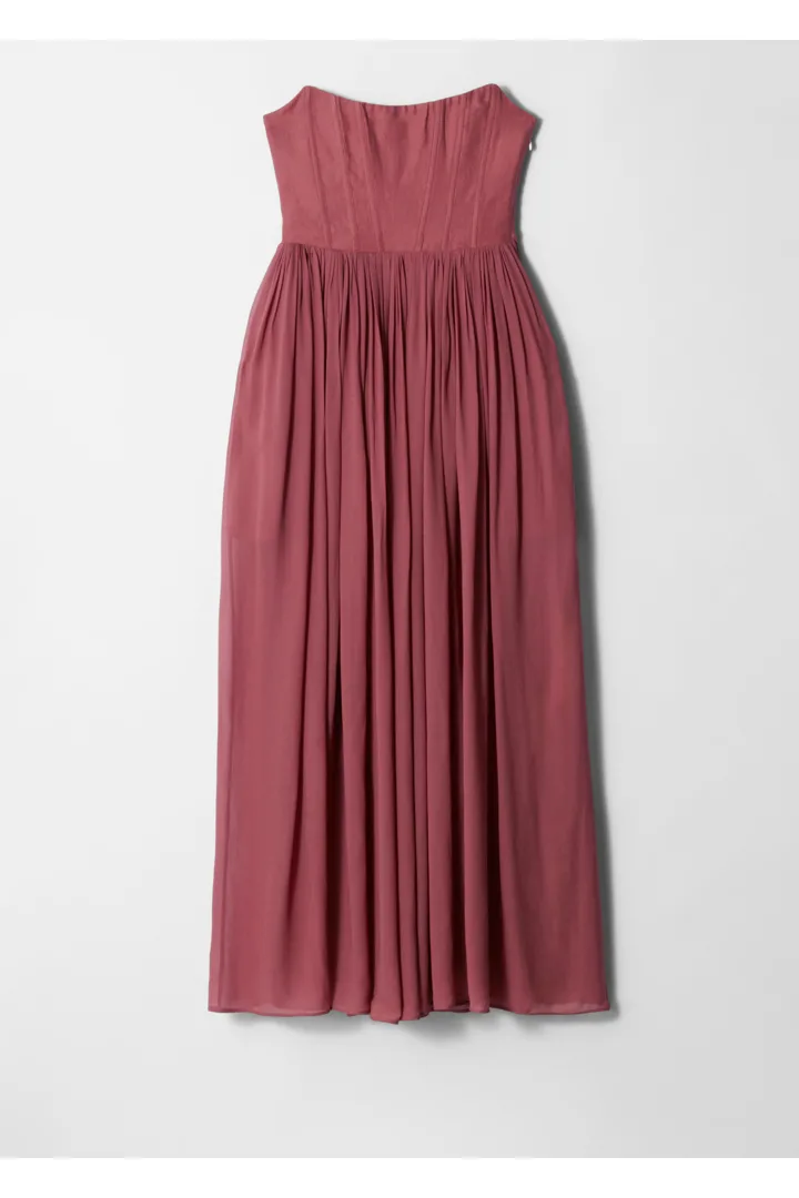 앤아더스토리즈 시어 코르셋 맥시 드레스의 다크 레드컬러 Product입니다.