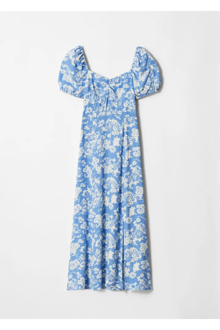 앤아더스토리즈 플로위 퍼프 슬리브 미디 드레스의 블루 플로럴컬러 Product입니다.