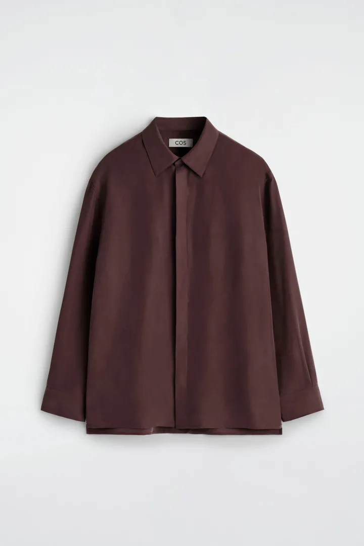 COS default image 3 of 브라운 in 테일러드 실크 셔츠