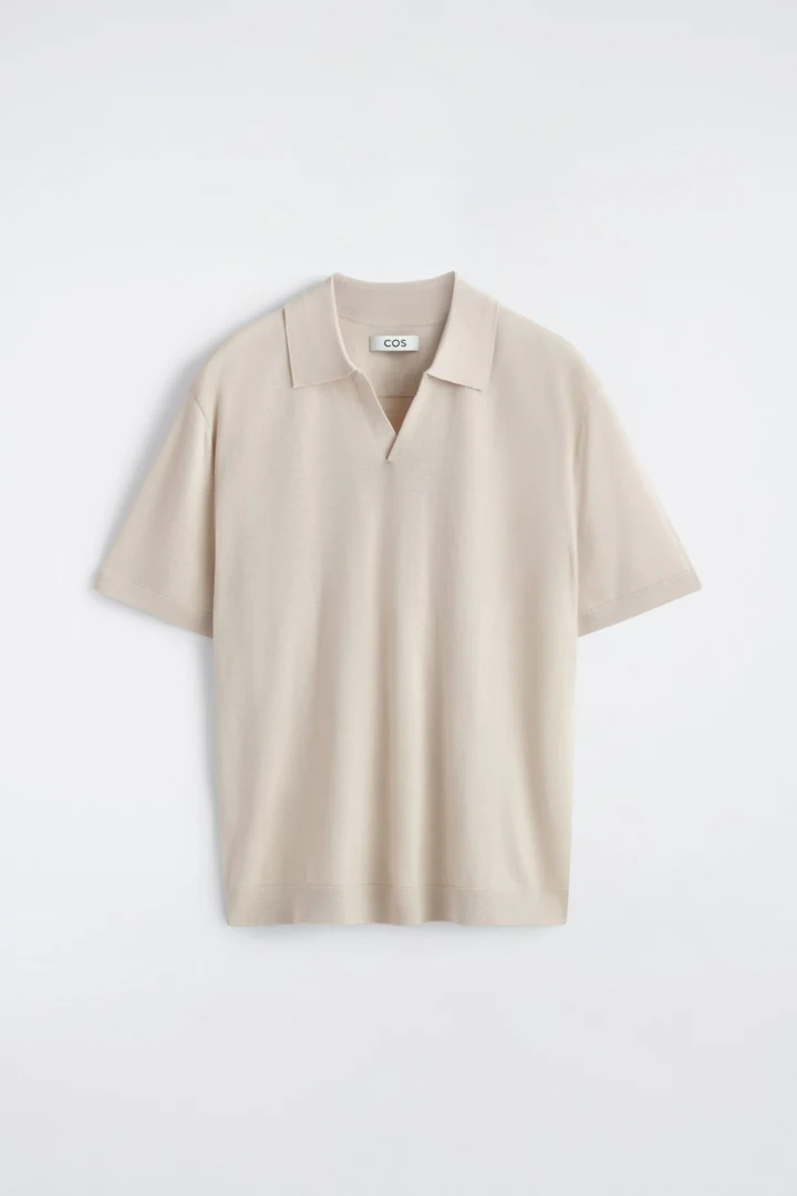 COS default image 0 of 베이지 in 메리노 울 폴로 스웨터
