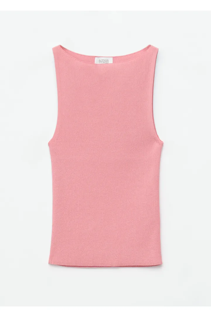 앤아더스토리즈 립 니트 탱크 탑의 핑크컬러 Product입니다.