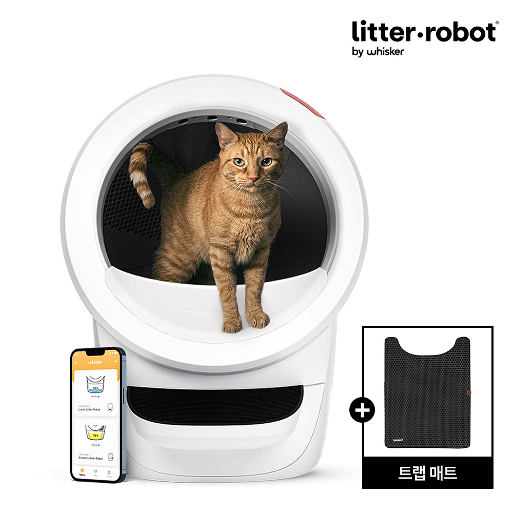 트랩매트패키지 고양이 자동 화장실(화이트) 리터로봇4 + 트랩 매트 SET +할인쿠폰
