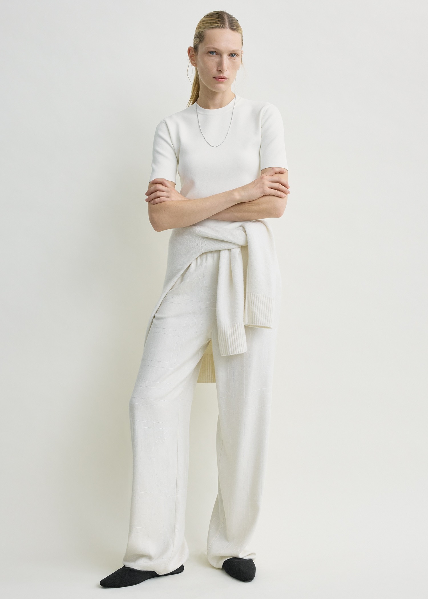 TOTEME default image 1 of 크림 in 모노그램 플란넬 PJ 바텀 에크루