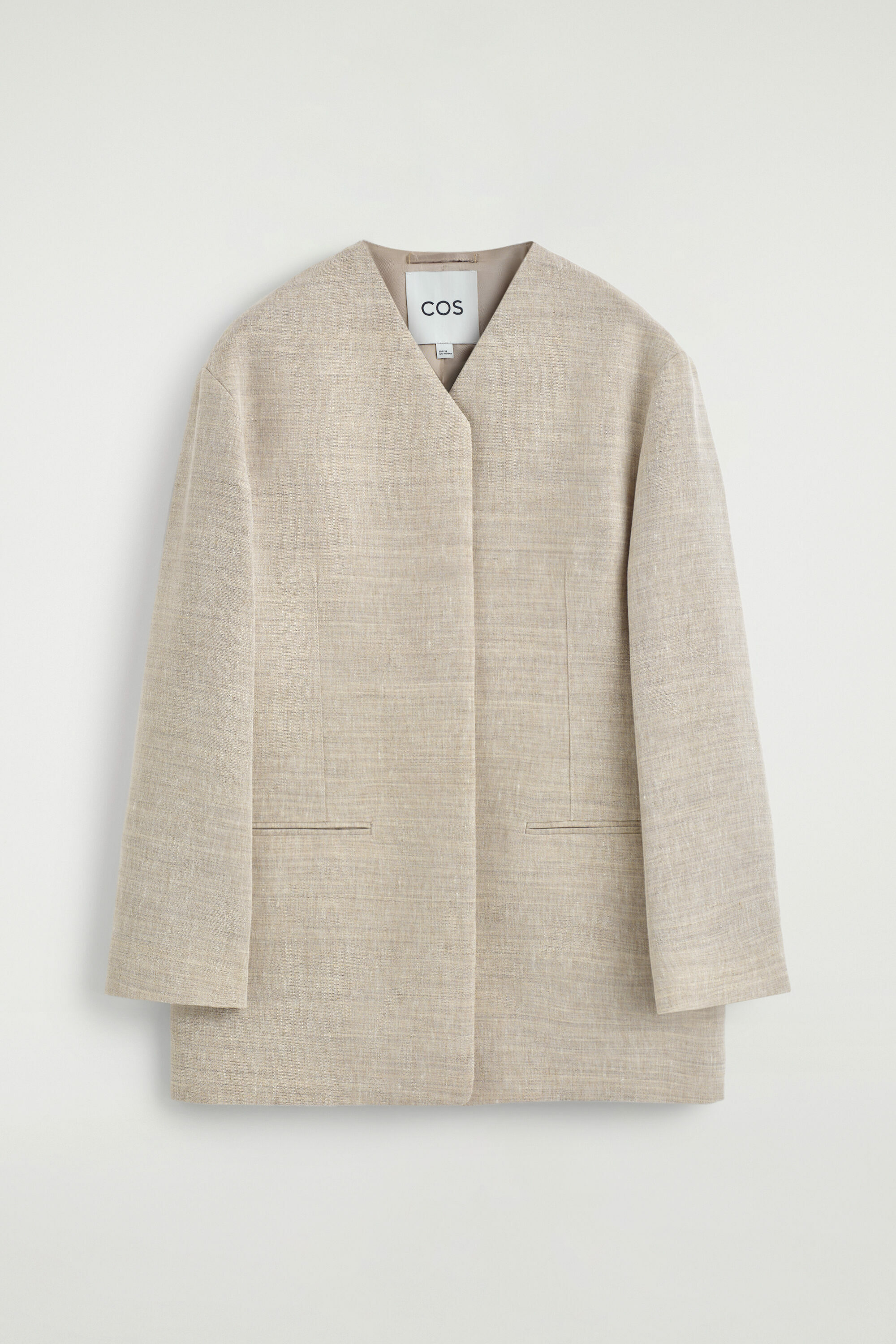 COS default image 4 of 베이지 in 스트럭처드 칼라리스 리넨 블레이저