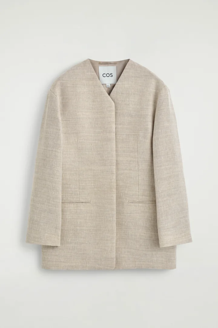 COS default image 2 of 베이지 in 스트럭처드 칼라리스 리넨 블레이저