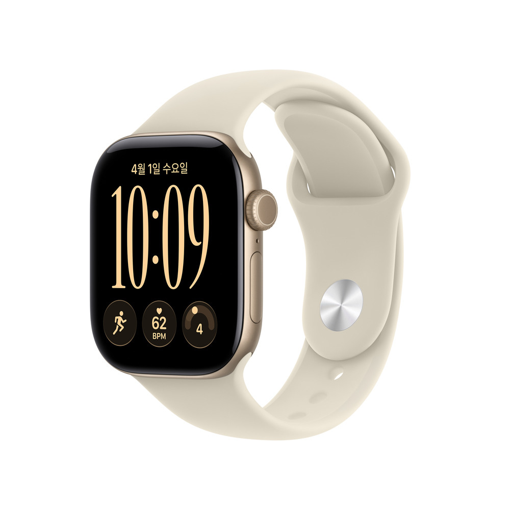 [현대백화점] Apple Watch Series 12 GPS 42mm 라이트 골드 알루미늄 케이스와 샌드 스포츠 밴드 - M/L MJEE4KH/A