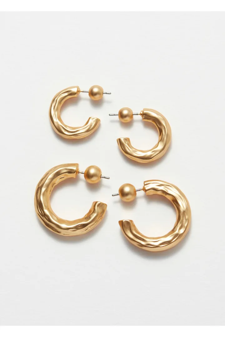 &OS image Style With default 1 of null in 텍스처 후프 이어링 세트