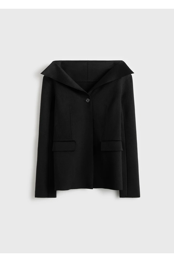 TOTEME default image 12 of 블랙 in 오픈 칼라 울 재킷 블랙