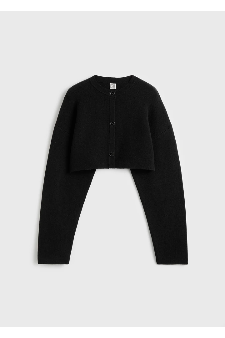 크롭 오버사이즈 가디건 블랙