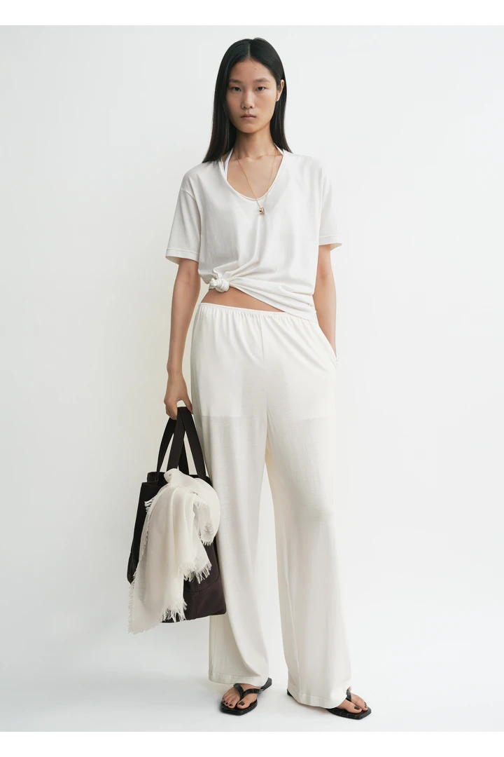 TOTEME default image 6 of 화이트 in 코튼 실크 PJ 바텀 오프 화이트