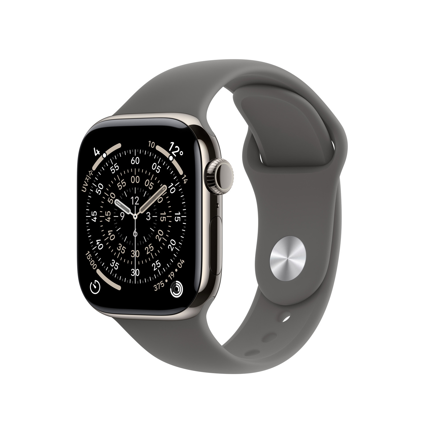 APPLE [현대백화점] Apple Watch Series 11 GPS+Cellular 42mm 내추럴 티타늄 스톤 그레이 스포츠 밴드 - M/L MF8N4KH/A