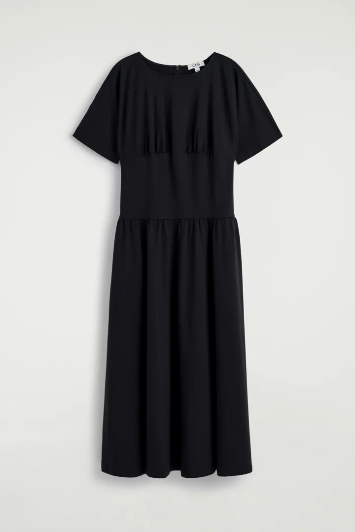COS default image 2 of 블랙 in 웨이스트 코튼 미디 드레스