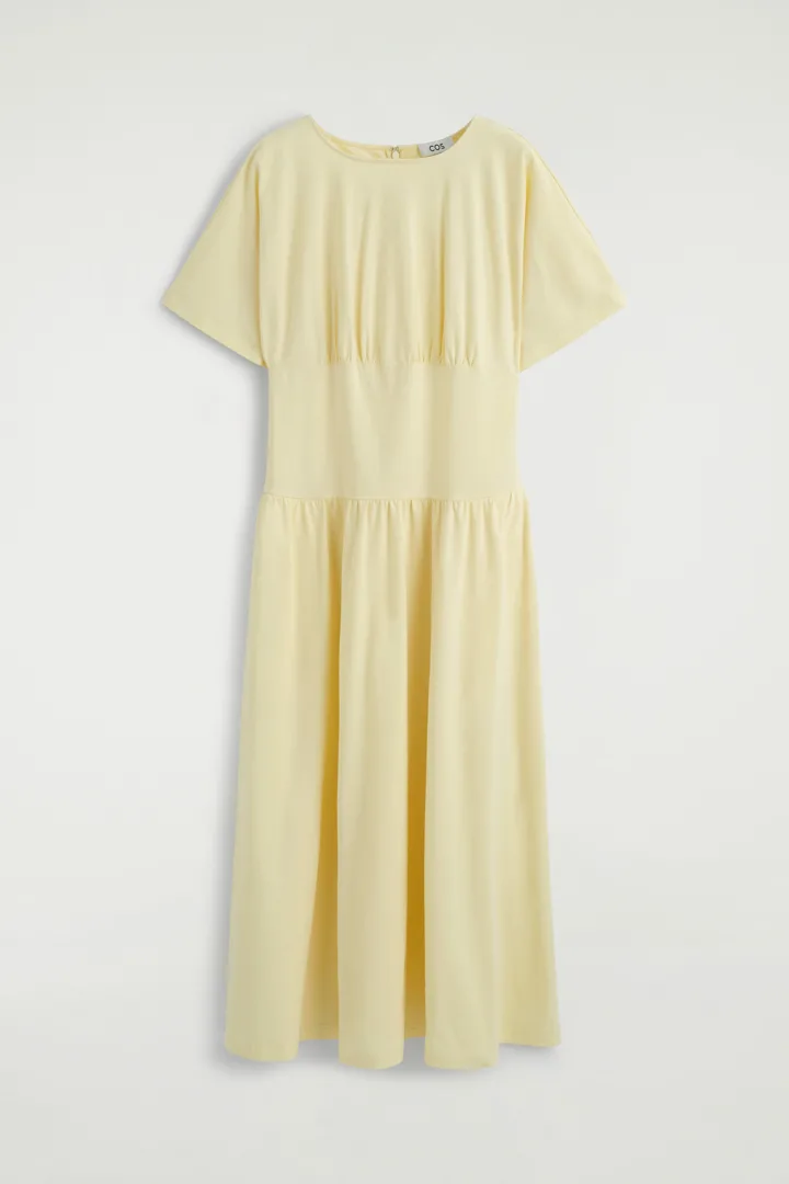 COS default image 3 of 옐로우 in 웨이스트 코튼 미디 드레스