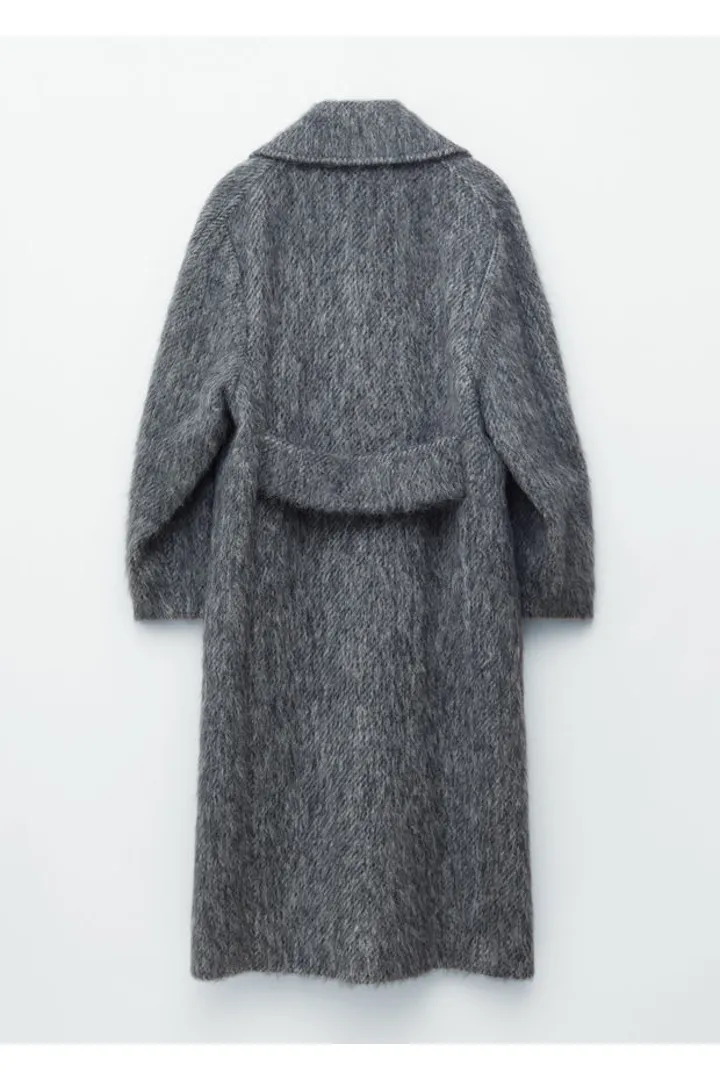 앤아더스토리즈 브러쉬드 울 블렌드 코트의 다크 그레이 멜란지컬러 Product입니다.