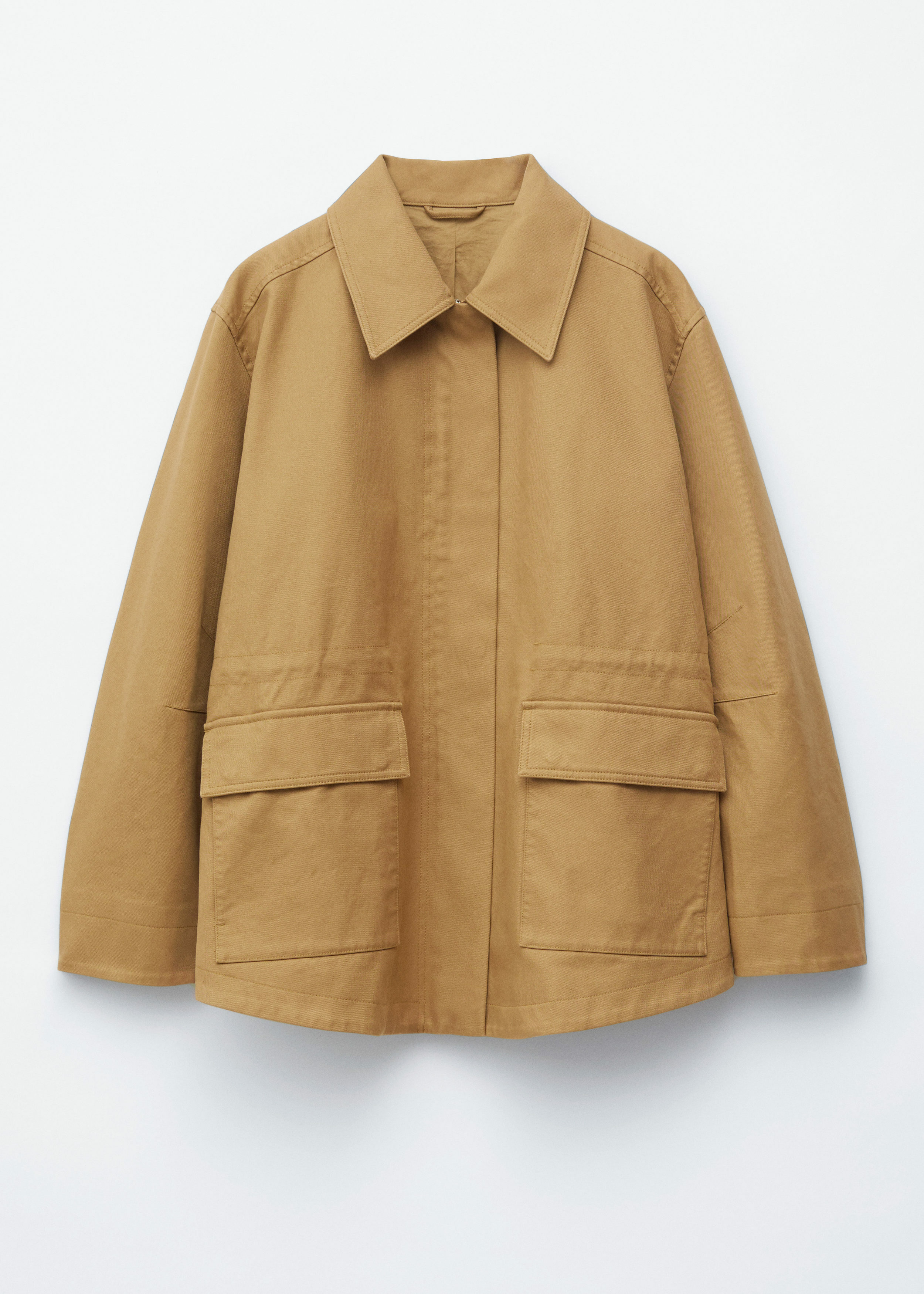 앤아더스토리즈 오버사이즈 드로스트링 유틸리티 자켓의 머스타드 옐로우컬러 Product입니다.