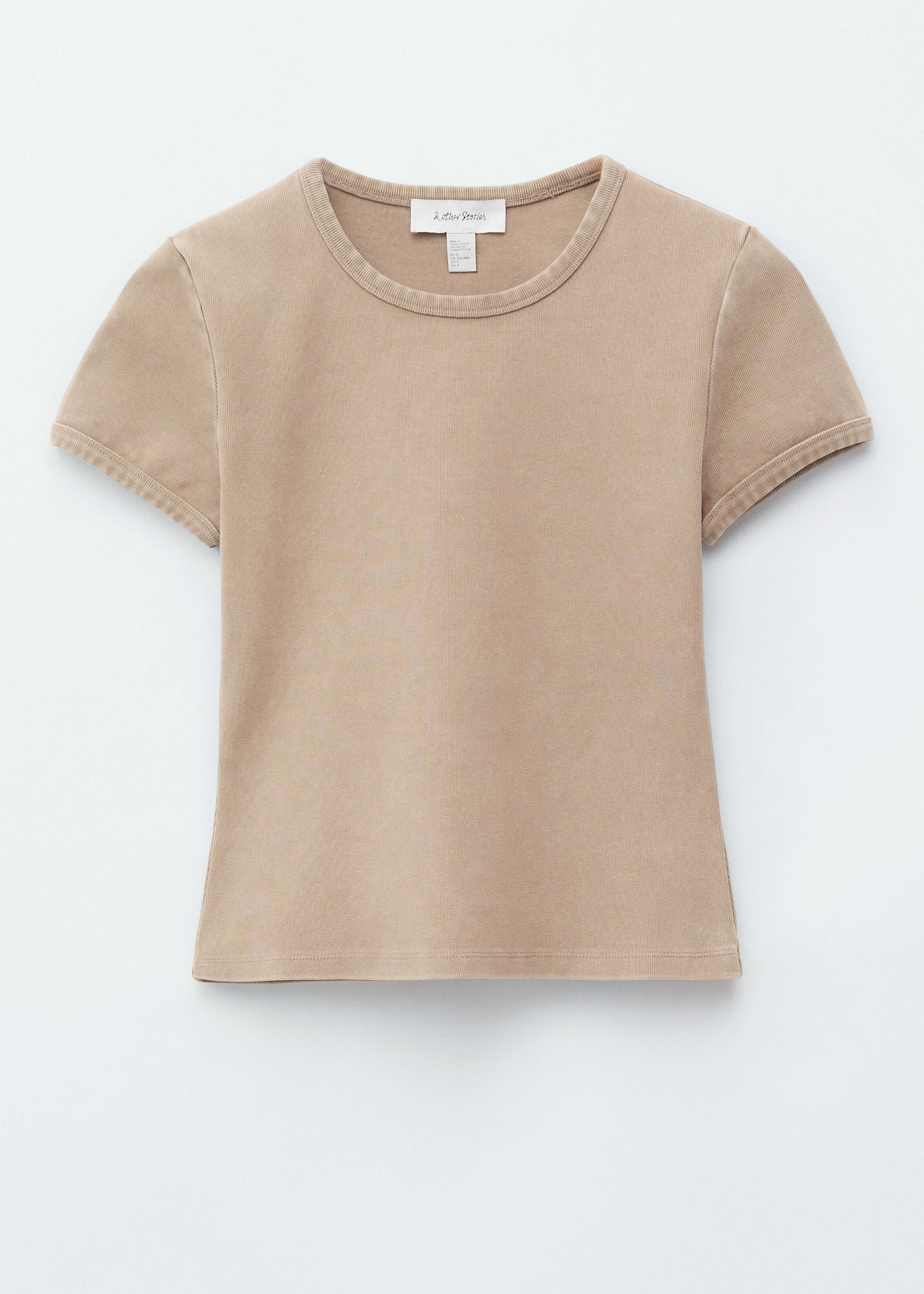 앤아더스토리즈 슬림 핏 저지 티셔츠의 베이지컬러 Product입니다.