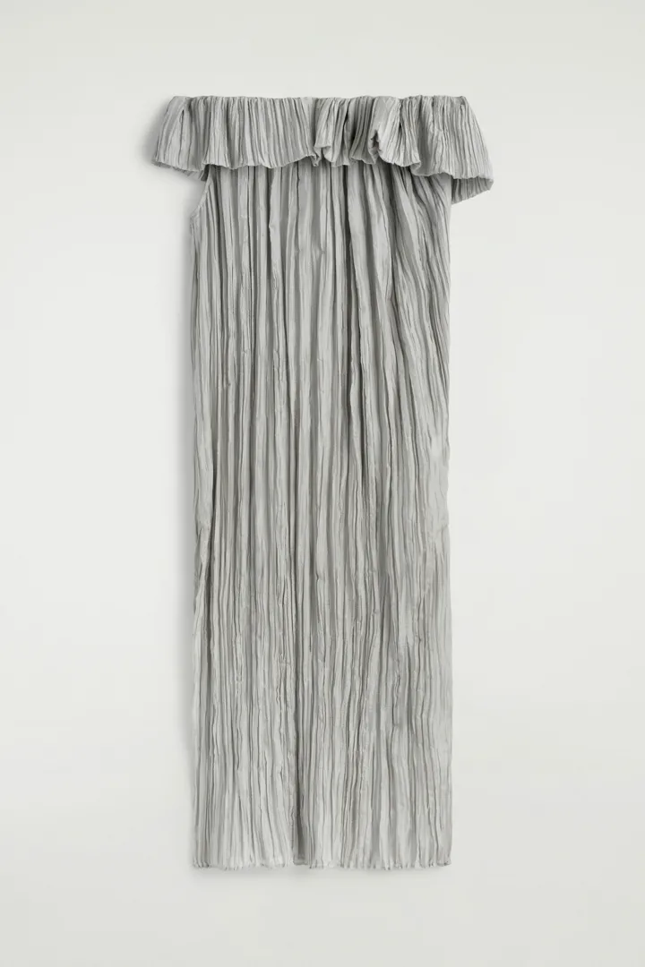 COS default image 21 of 그레이 in 애시메트릭 플리티드 실크 가운