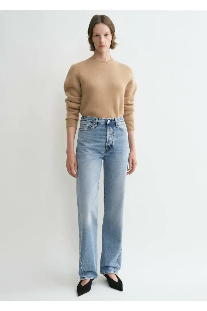 TOTEME 트위스티드 심 데님 풀 렝스 원 블루의 원 블루컬러 0번쨰 이미지입니다.