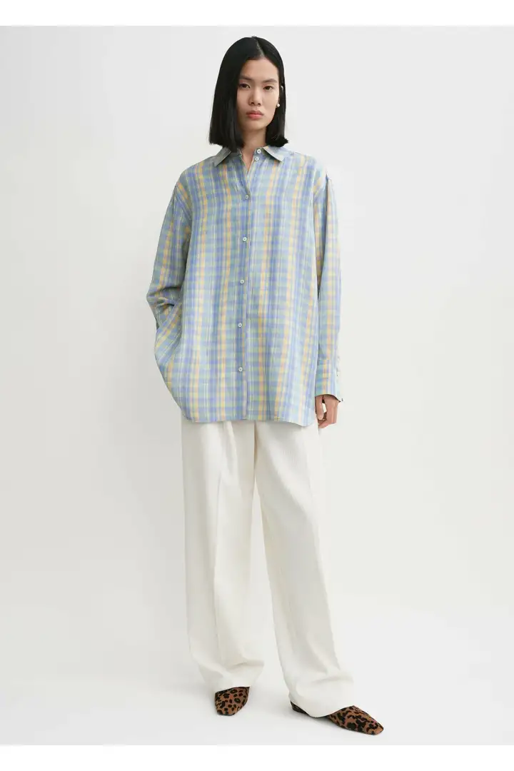 TOTEME 릴렉스드 리넨-블렌드 셔츠 마드라스 체크의 마드라스 체크컬러 0번쨰 이미지입니다.