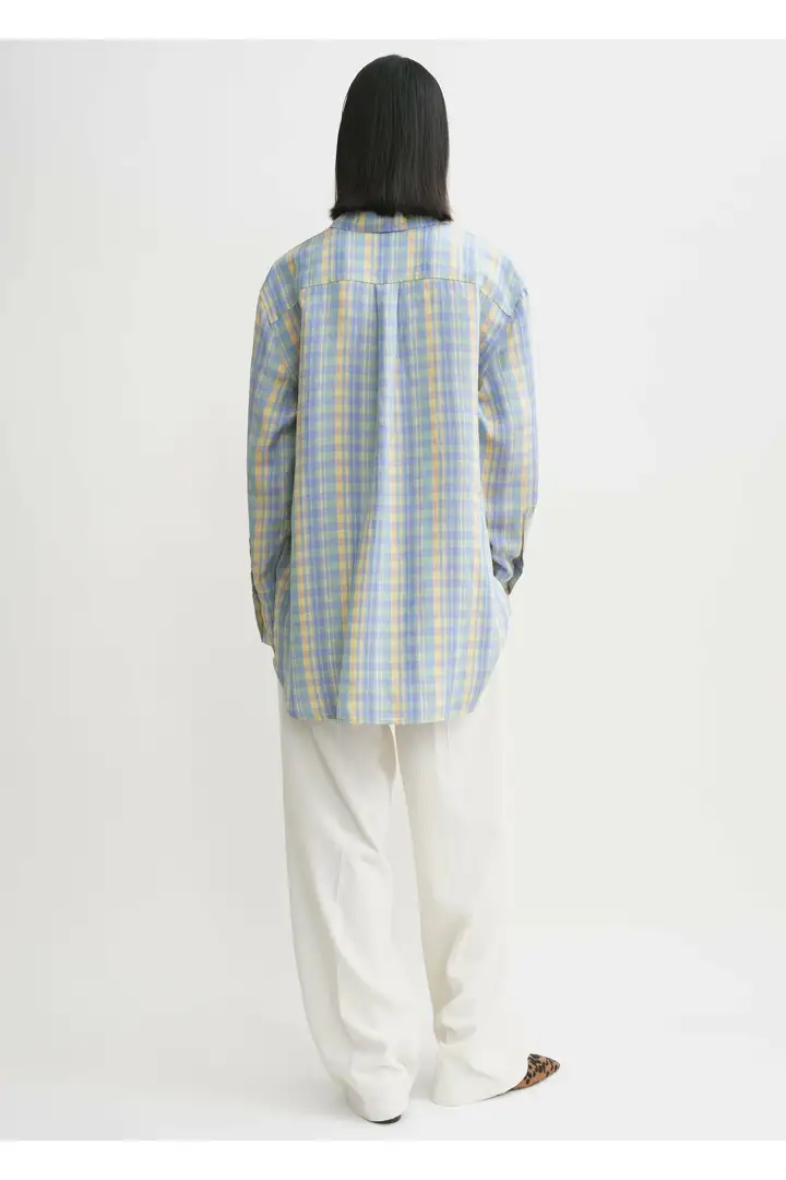 TOTEME 릴렉스드 리넨-블렌드 셔츠 마드라스 체크의 마드라스 체크컬러 3번쨰 이미지입니다.