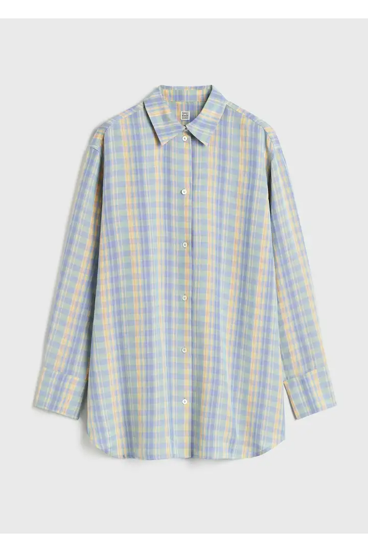 TOTEME 릴렉스드 리넨-블렌드 셔츠 마드라스 체크의 마드라스 체크컬러 4번쨰 이미지입니다.
