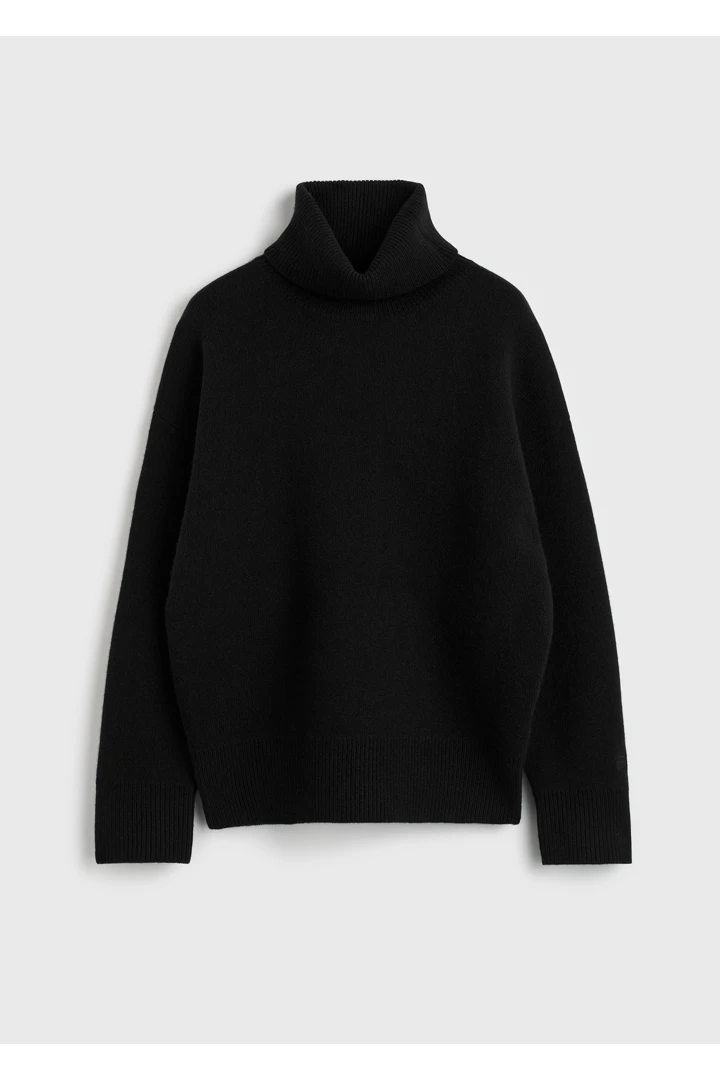 더블 니트 터틀넥 블랙