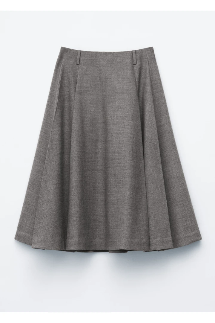 &OS image Style With default 1 of null in 플리츠 울 미디 스커트