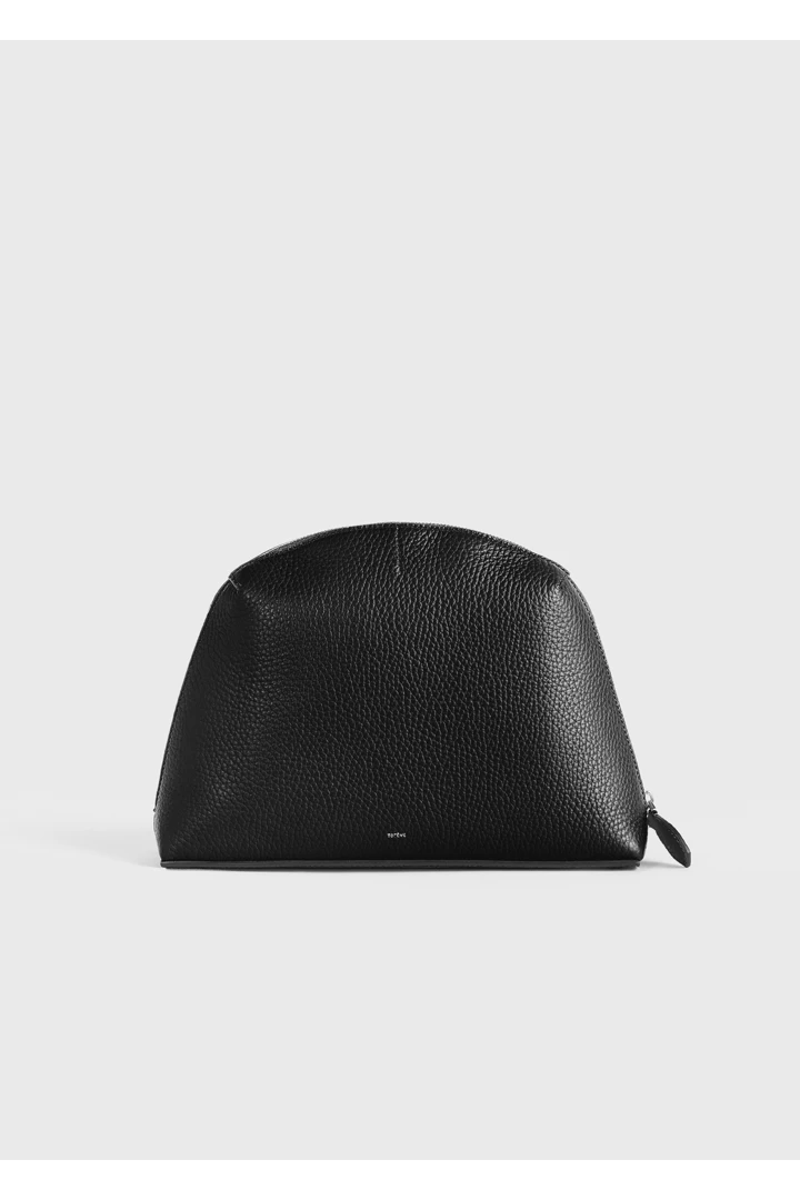 미디엄 그레인드 레더 데이 파우치 블랙