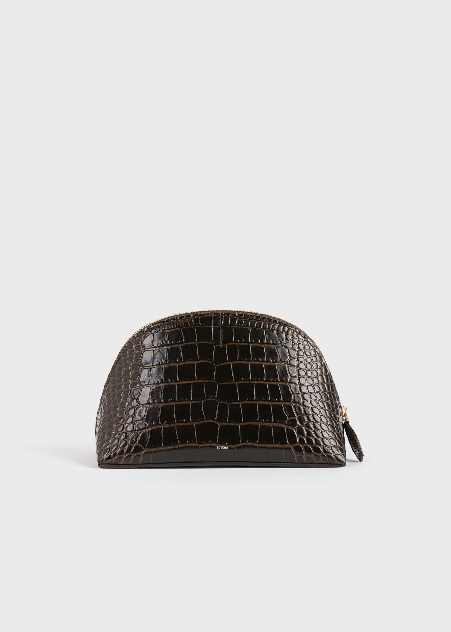 스몰 크로커 엠보스드 데이 파우치 다크 브라운