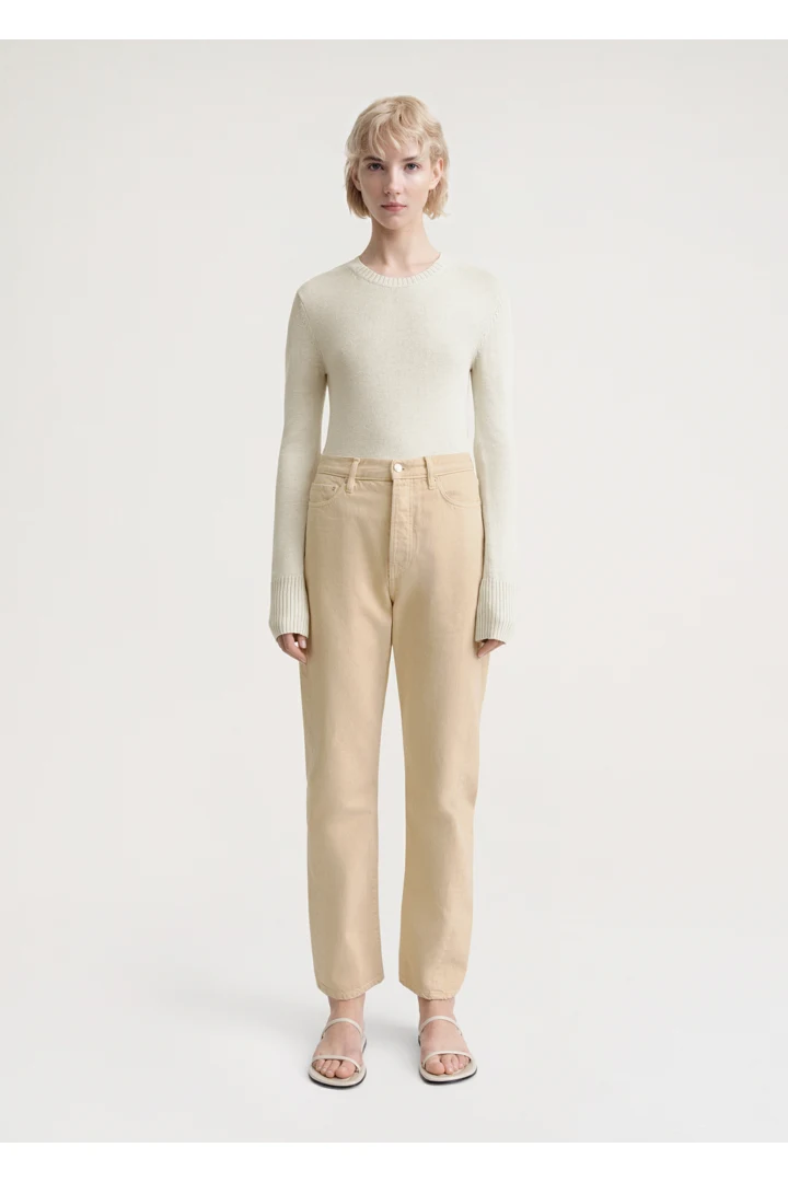 TOTEME 트위스티드 심 데님 풀 렝스 워시드 베이지의 워시드 베이지컬러 0번쨰 이미지입니다.